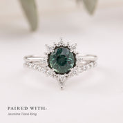 Victoria Ring 1.69ct Green Montana Sapphire, 14k White Gold (One of a kind)