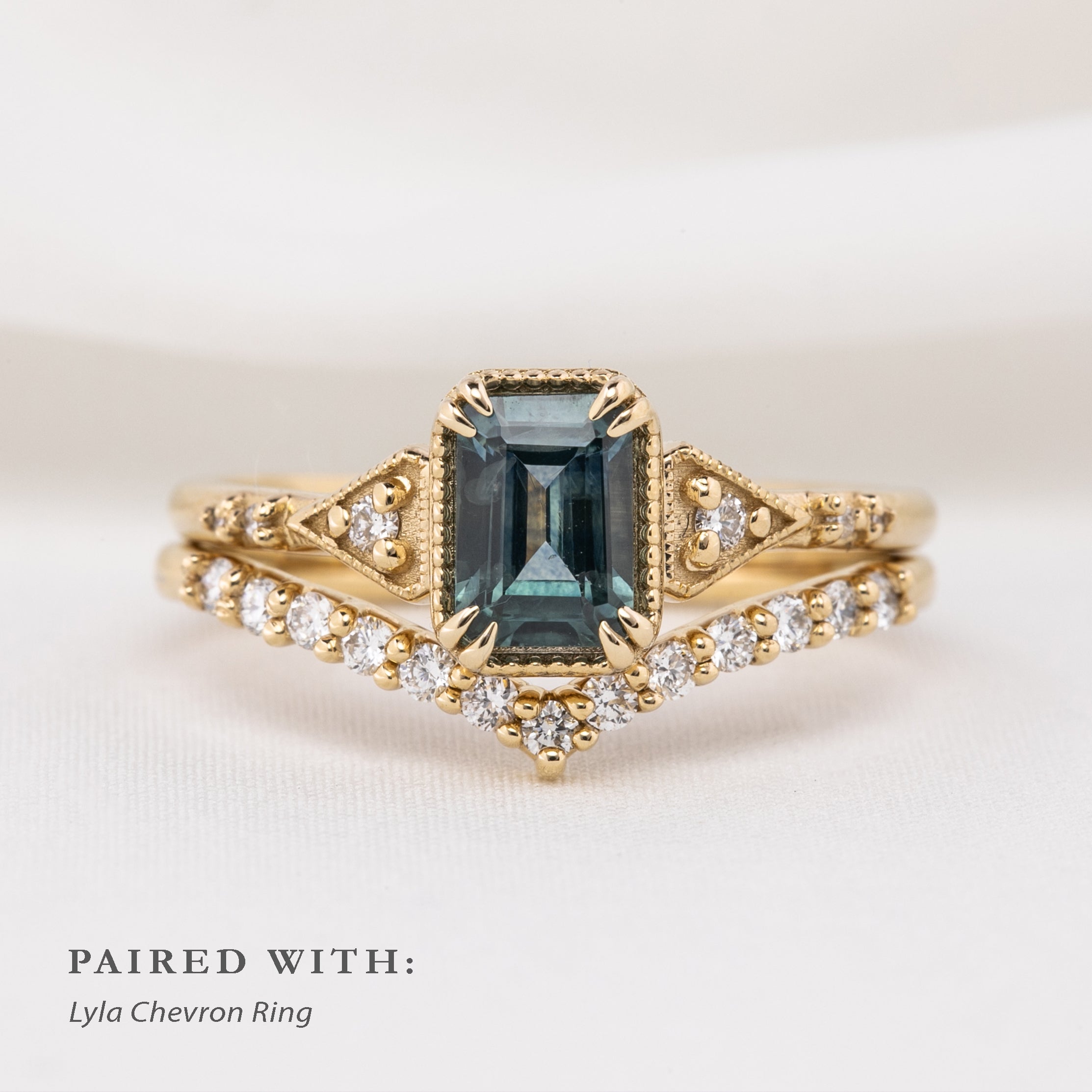 Agatha Ring 1.07ct Blue Green Montana Sapphire, 14k Yellow Gold (One of a kind)