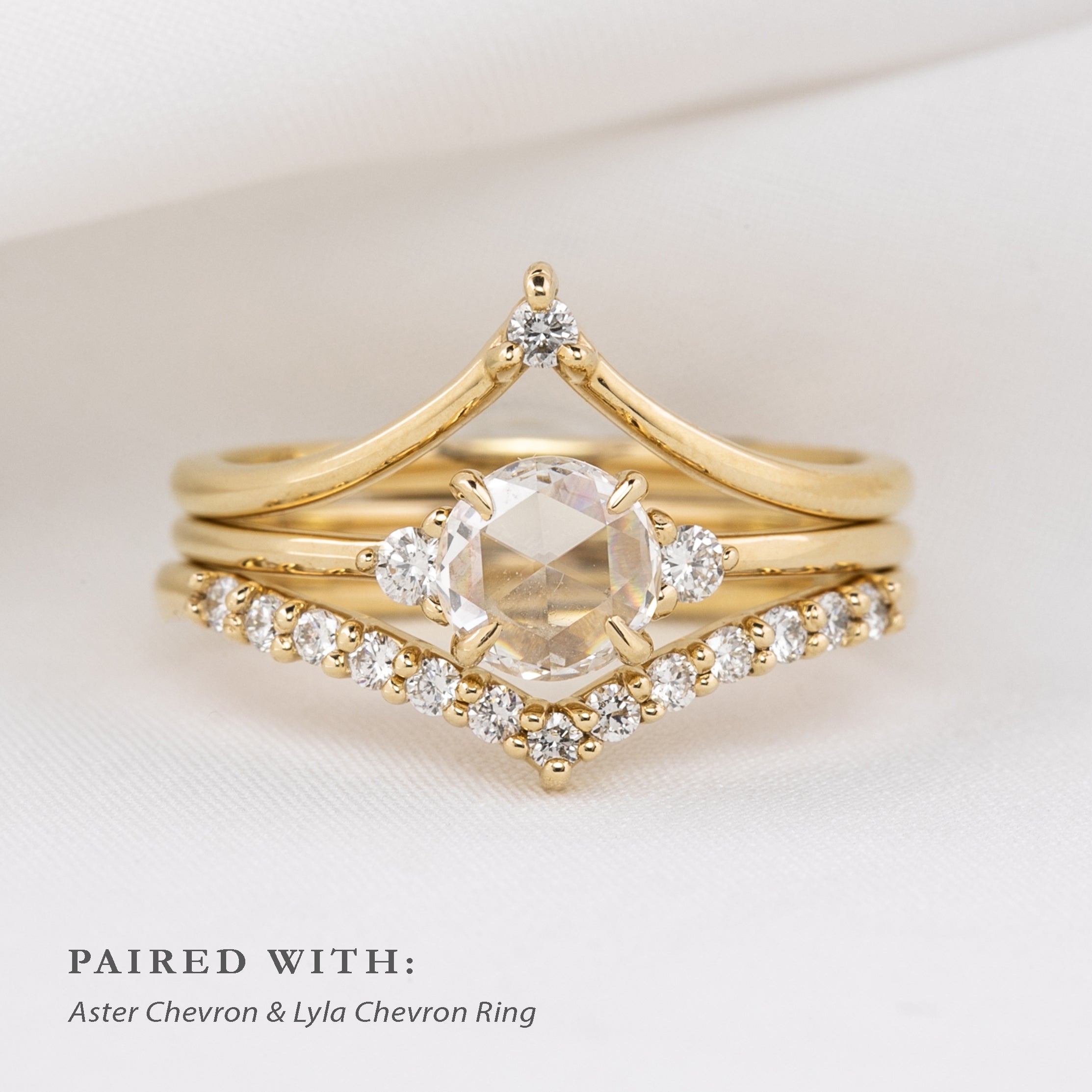 Emilie Ring with brilliant-cut sides, Round Rose Cut Diamond