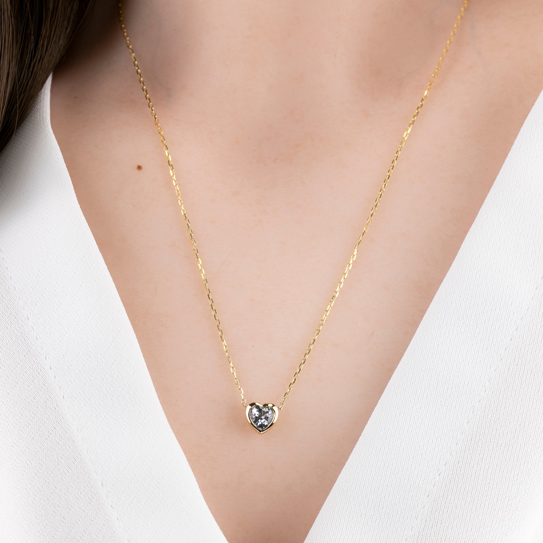 Blue Sapphire Heart Necklace 14k Gold