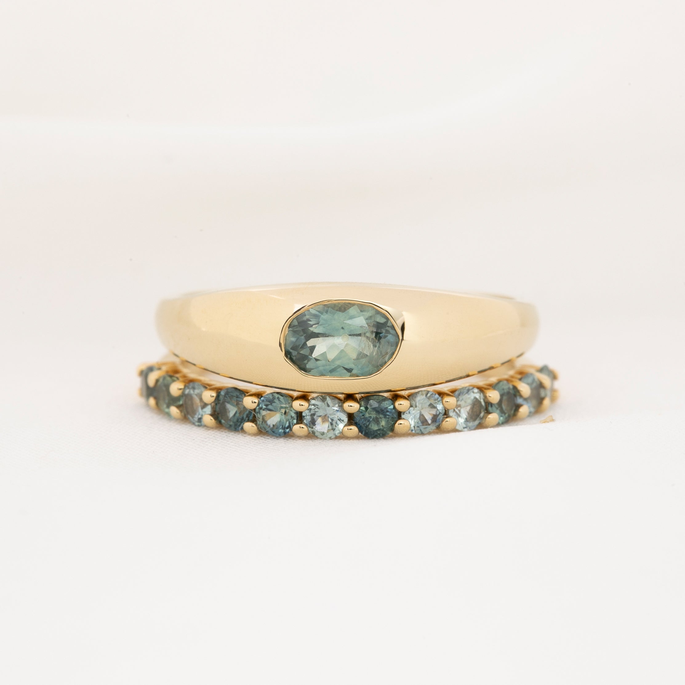 Dome Ring 0.60ct Blue Green Montana Sapphire
