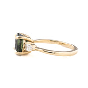 Olivia Grand Ring 3.60ct Blue Green Sapphire, 14k Yellow Gold (One of a kind)