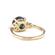 Olivia Grand Ring 3.60ct Blue Green Sapphire, 14k Yellow Gold (One of a kind)