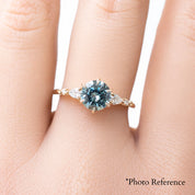 Estel Fleur Petal Ring 1.38ct Aqua Blue Green Montana Sapphire, 14k Yellow Gold (One of a kind)