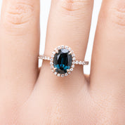 Rosetta Ring 2.49ct Unheated Blue Green Queensland Sapphire, 14k Rose Gold (One of a kind)