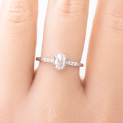 Grace Ring, 0.27ct Oval Rose Cut Diamond, 14k White Gold, (One of a kind)