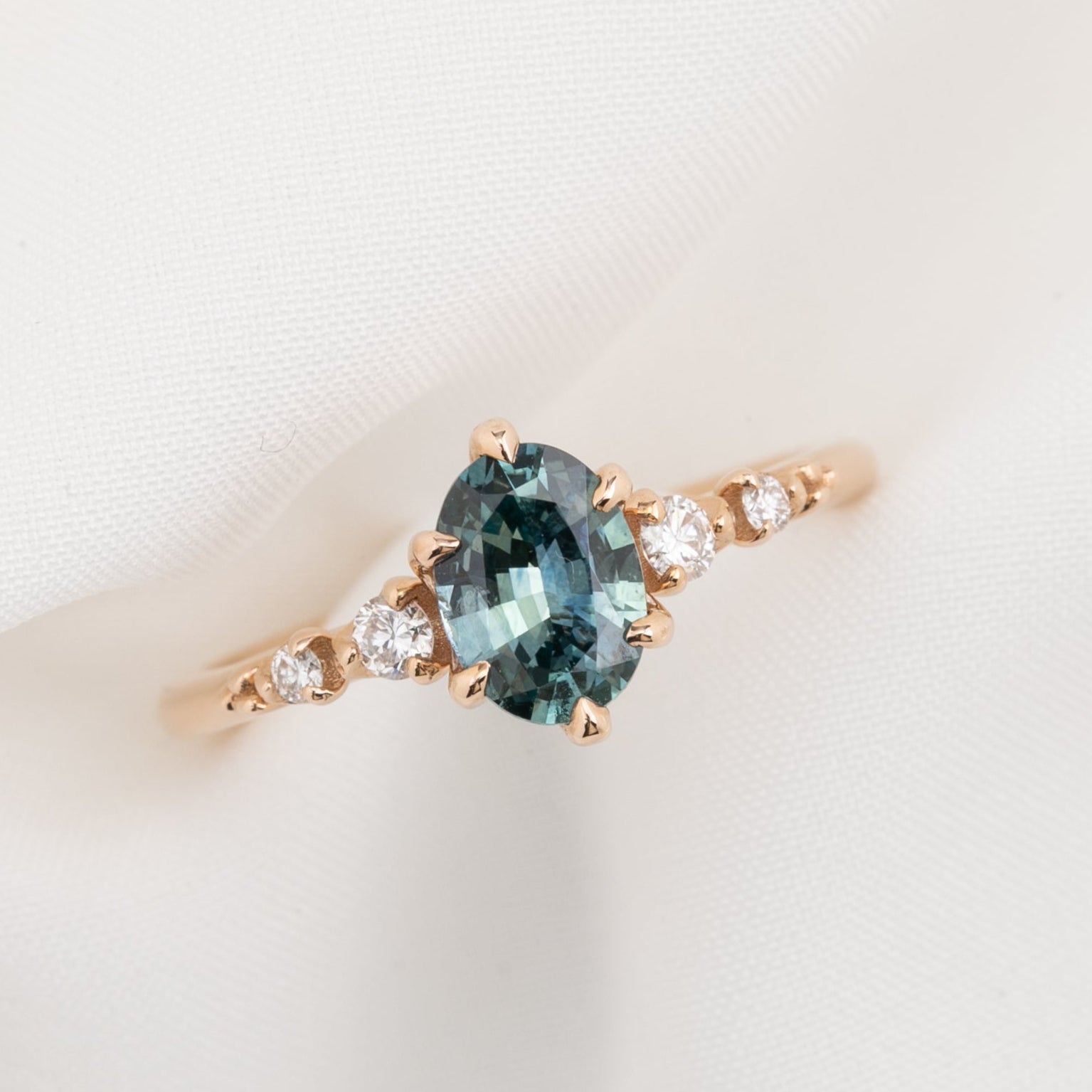 Estel Fleur Ring, 1.05ct Montana Sapphire, oval shape gemstone