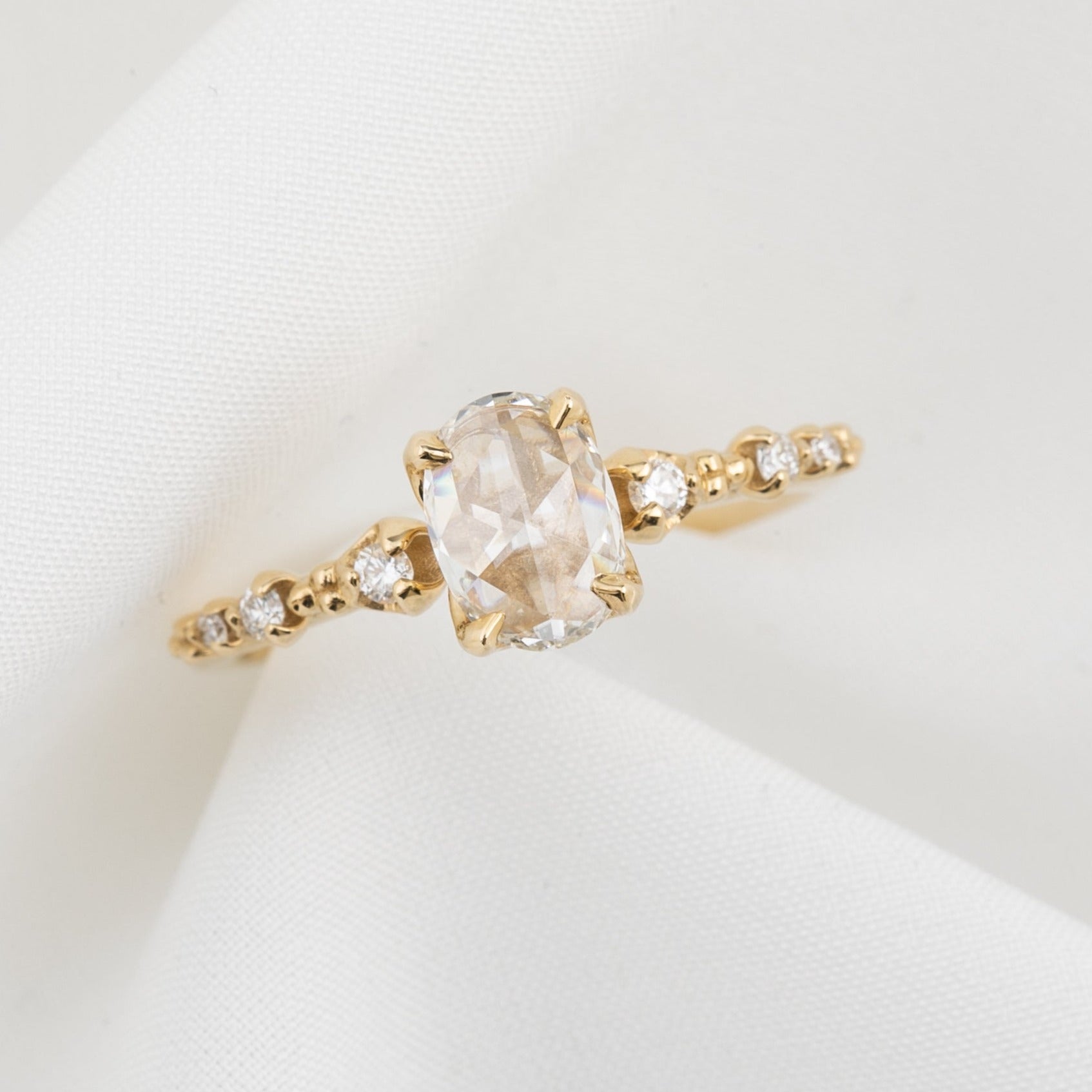 Wisteria Ring, Oval Rose Cut Diamond