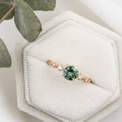 Celeste Ring 0.85ct Light Green Montana Sapphire, 14K Rose Gold (One of a kind)