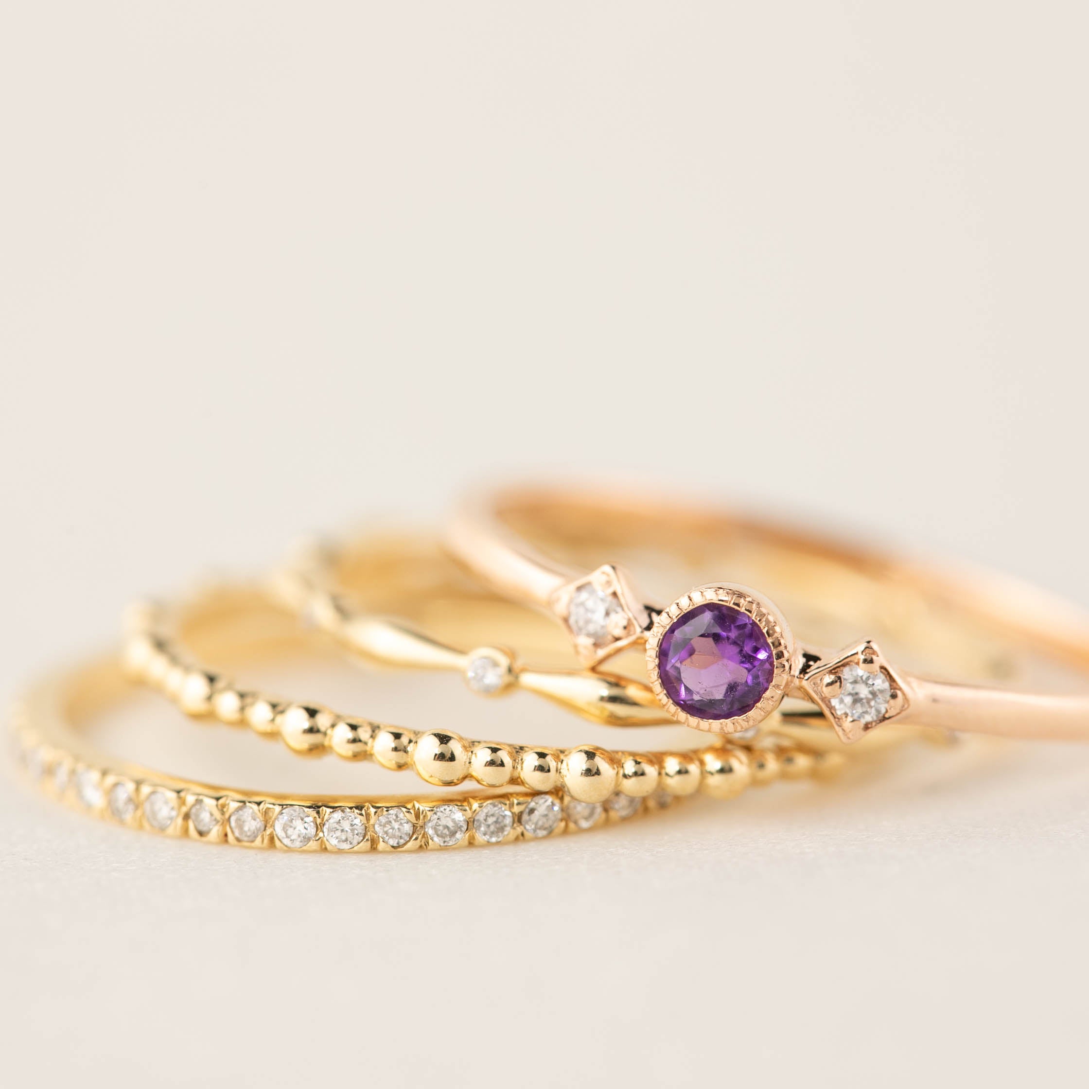 Birthstone Moon & Star Ring