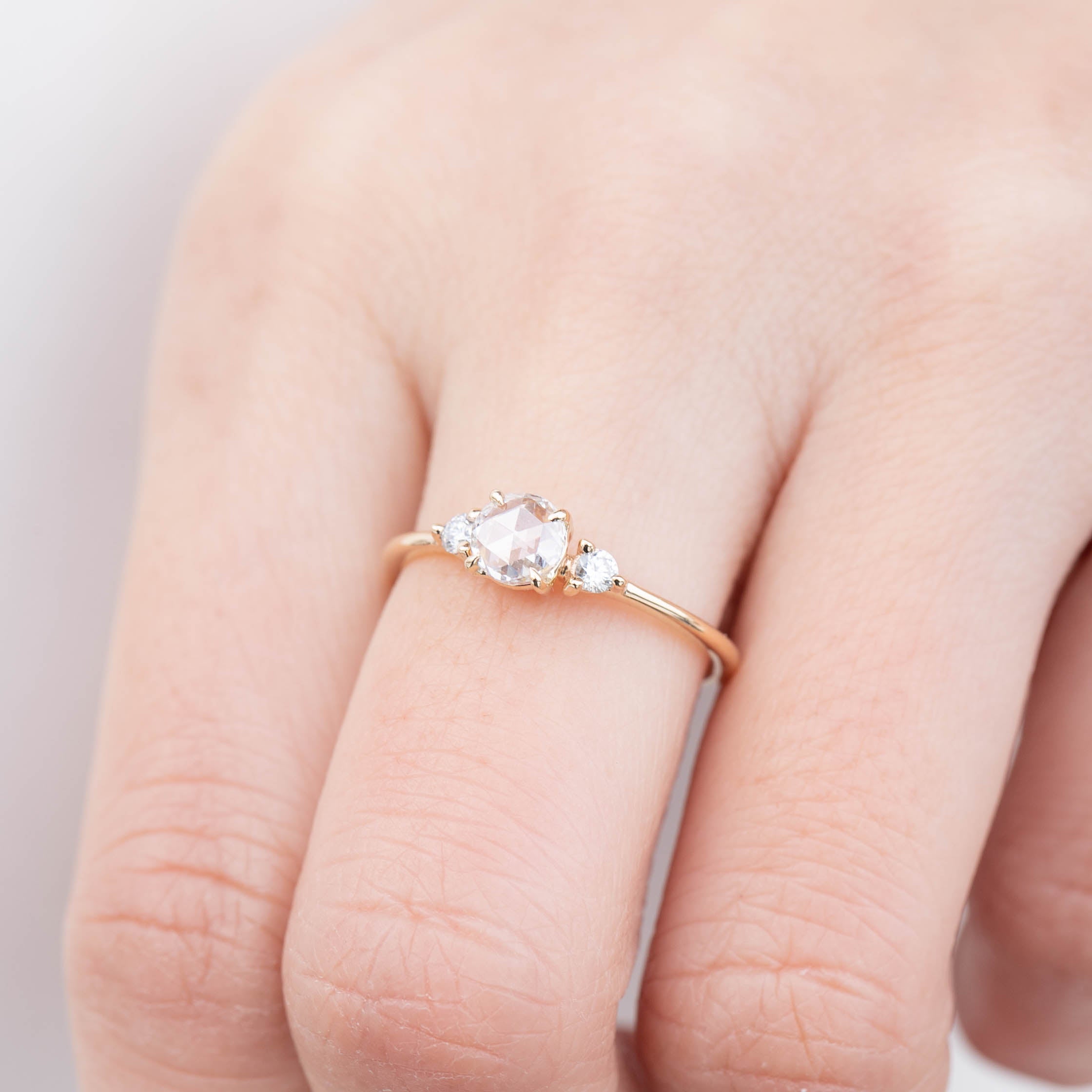 Emilie Ring with brilliant-cut sides, Round Rose Cut Diamond