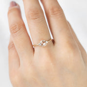 Emilie Ring with brilliant-cut sides, Round Rose Cut Diamond