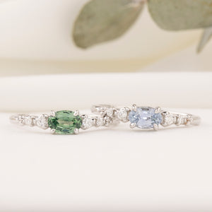 Estel Fleur Low Profile Ring, Blue and Green Montana Sapphire