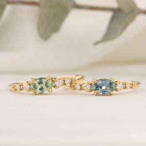 Estel Fleur Low Profile Ring, Blue Green Montana Sapphire