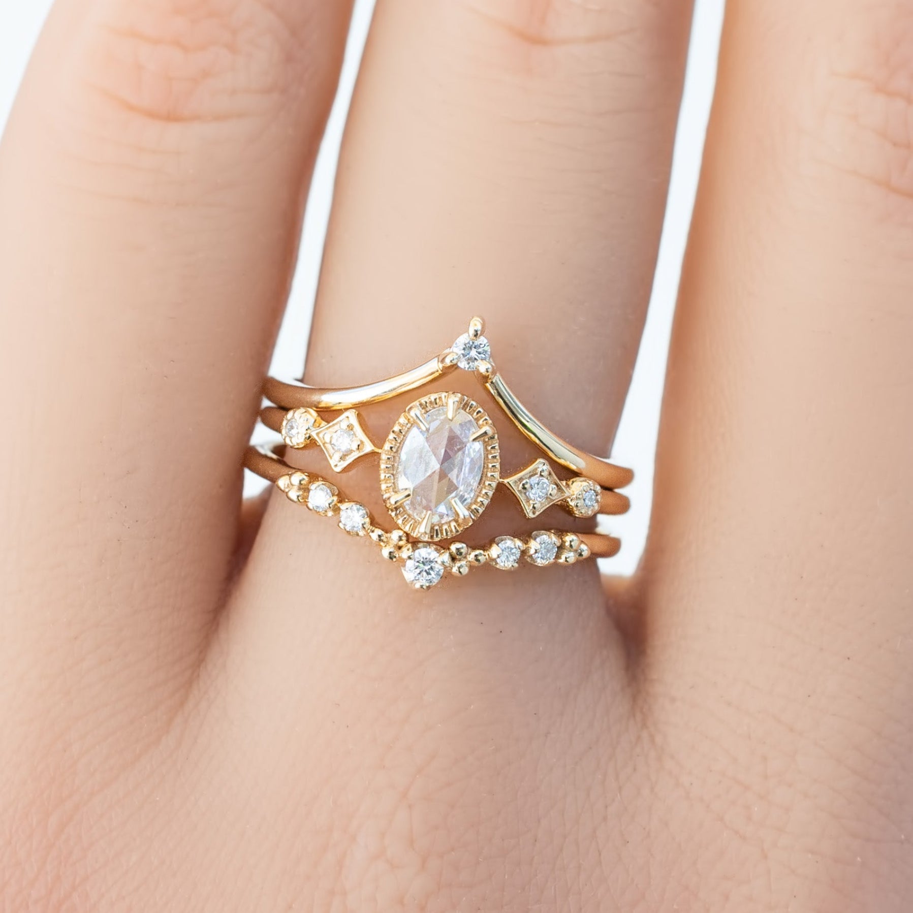 Stella Ring, 0.30ct Oval Rose Cut Diamond