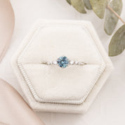 Estel Fleur Six Prongs Ring 0.78ct Blue Montana Sapphire, 14k White Gold (One of a kind)