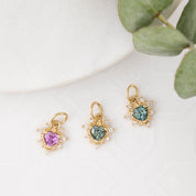 Halo Heart Pink Sapphire Charm