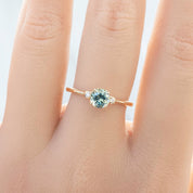 【一点物】ソフィアリング ・0.83ct・モンタナ産アクアブルーグリーンサファイア・K14YG