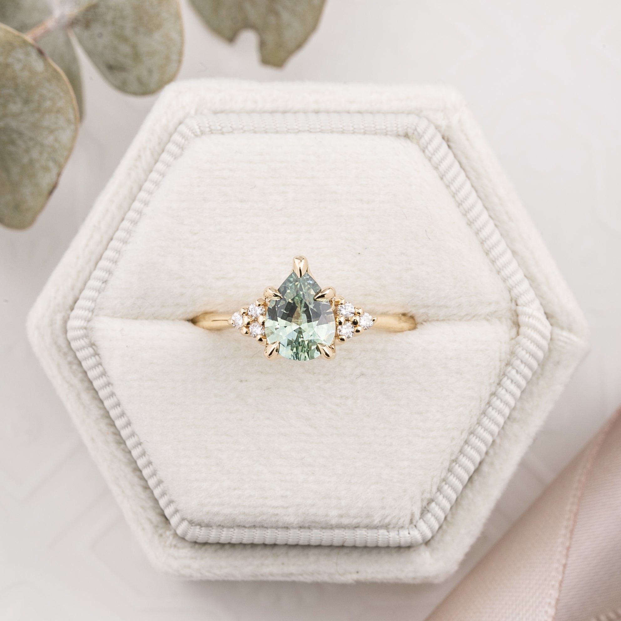 Teresa Ring Blue Green Montana Sapphire, 14k Yellow Gold (One of a kind)