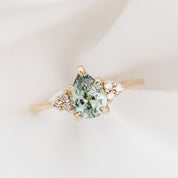 Teresa Ring Blue Green Montana Sapphire, 14k Yellow Gold (One of a kind)