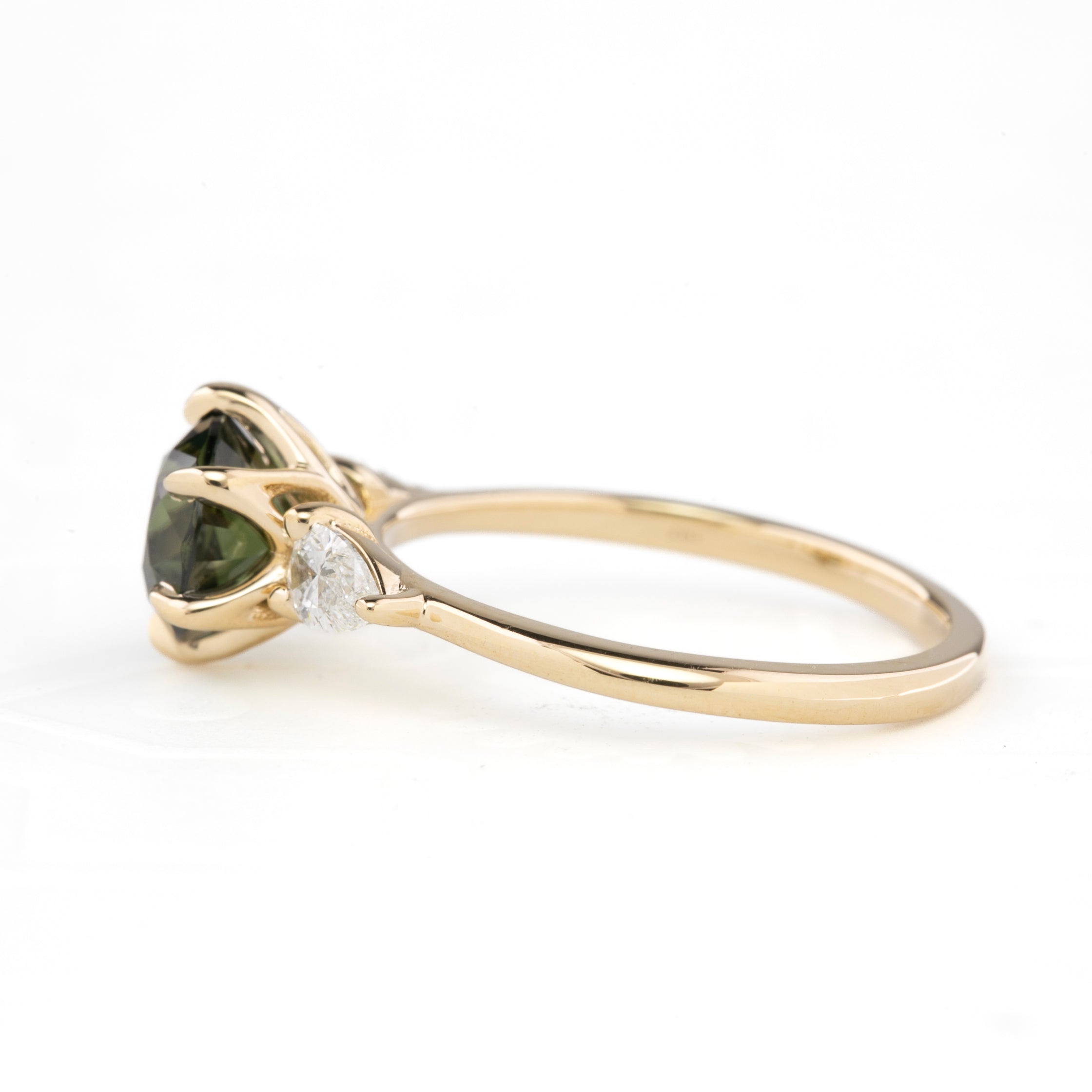 Claire Ring 1.71ct Parti Green Yellow Australian Sapphire, 14k Yellow Gold (One of a kind)