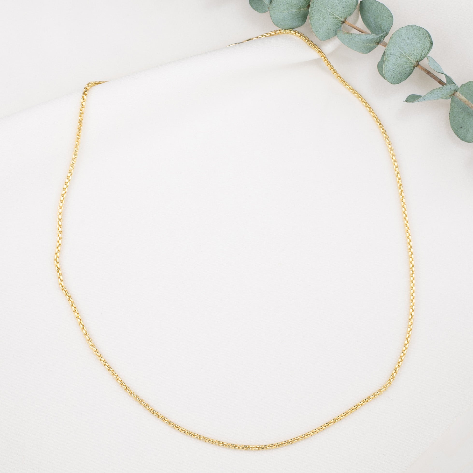 14K Gold Round Box Chain Necklace | 2.1mm