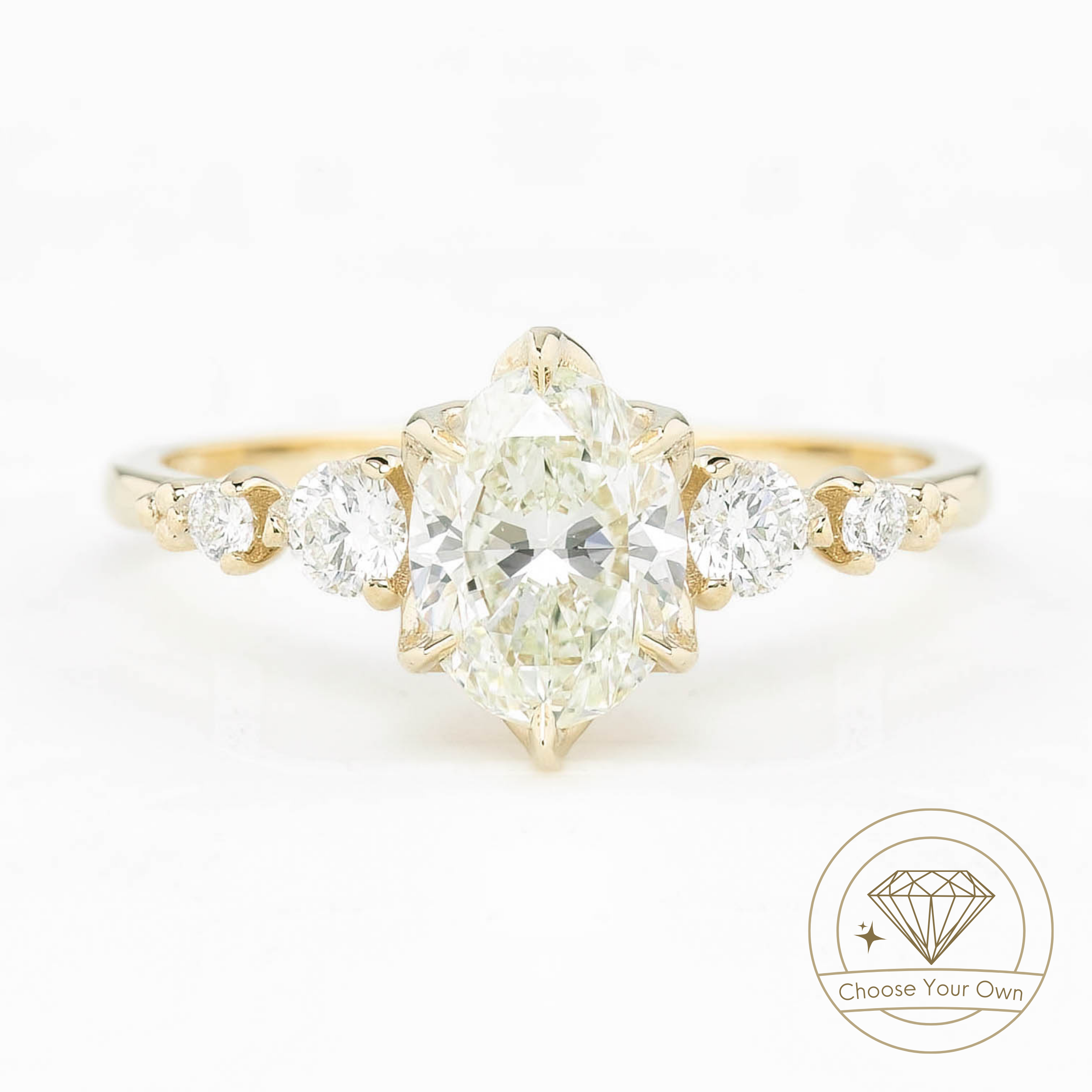 Estel Fleur Grand Ring, Oval Brilliant Cut Diamond