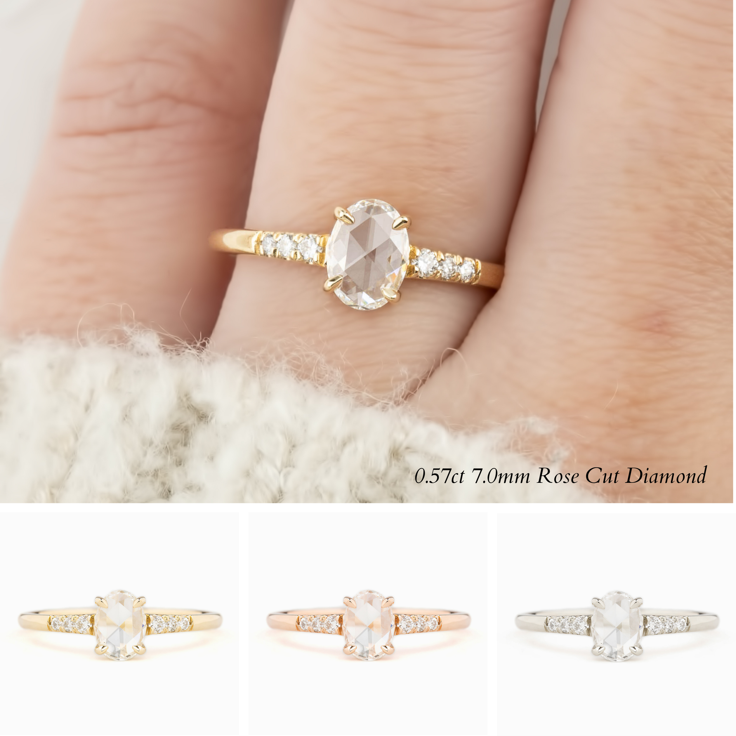 Gianna Ring, Oval Rose Cut Diamond