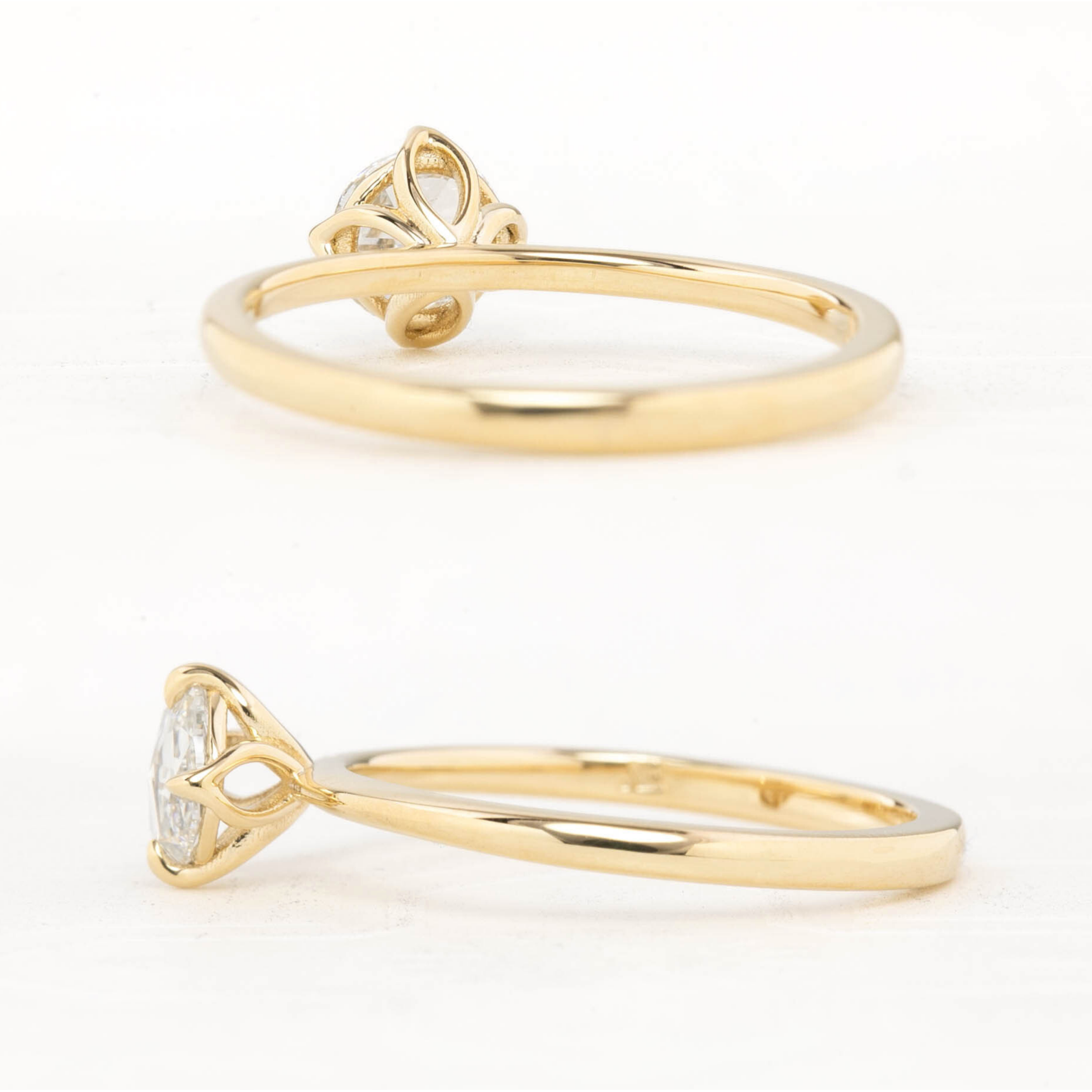 Alice Ring, 0.40ct Round Rose Cut Diamond, 14k Yellow Gold, 14k White Gold (One of a kind)