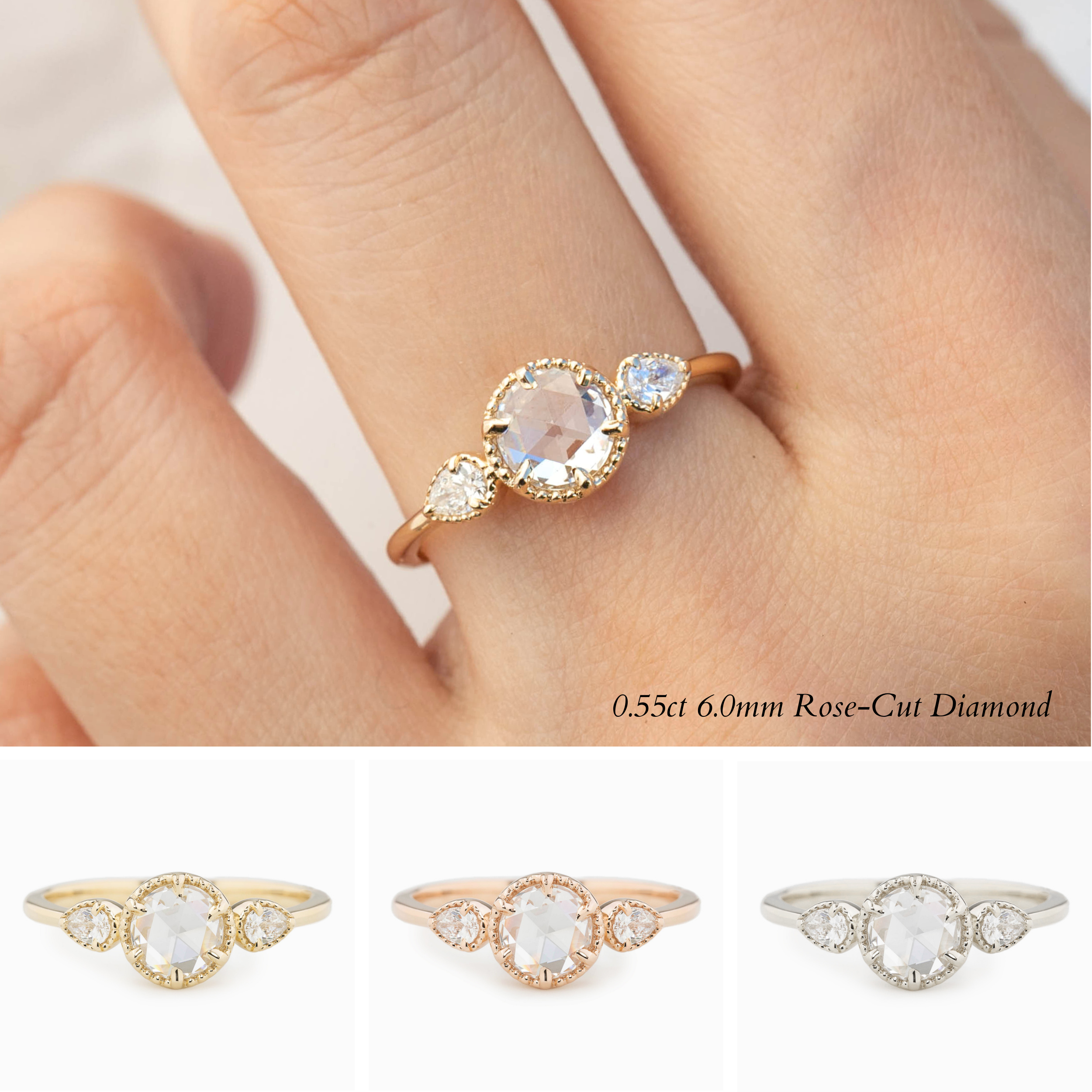 Diana Ring, Round Rose Cut Diamond