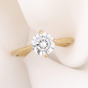 Alice Ring, IGI Certified 1.34ct Round Lab Diamond, 14k Yellow Gold (One of a kind)