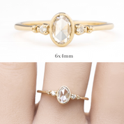 Estel Bezel Ring, Oval Rose Cut Diamond