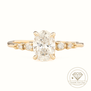 Estel Fleur Four Prongs Ring, Oval Brilliant Cut Diamond