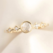 Celeste Ring, 0.17ct/0.30ct Rose Cut Diamond, 14K Yellow Gold (One of a kind)