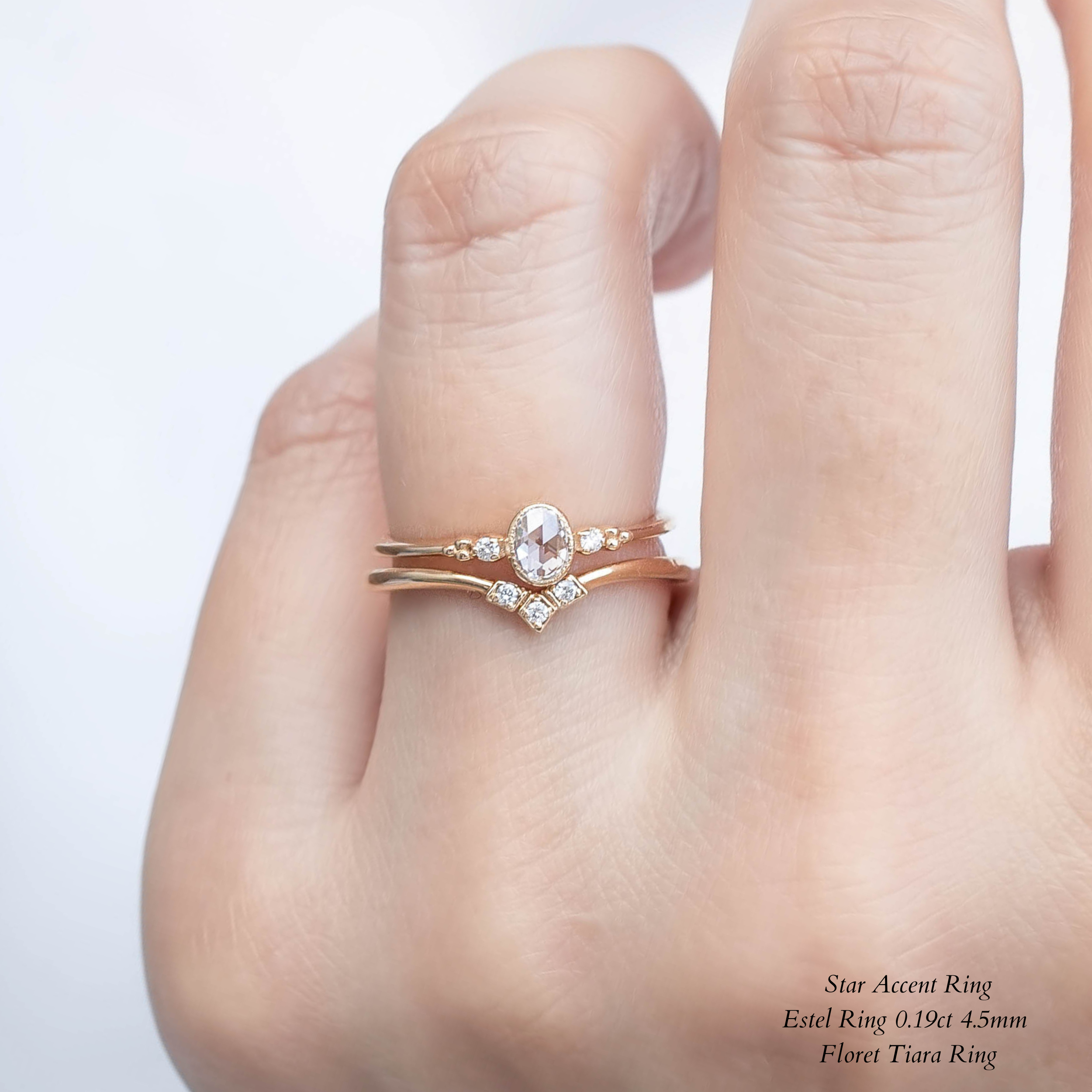 Estel Bezel Ring, Oval Rose Cut Diamond