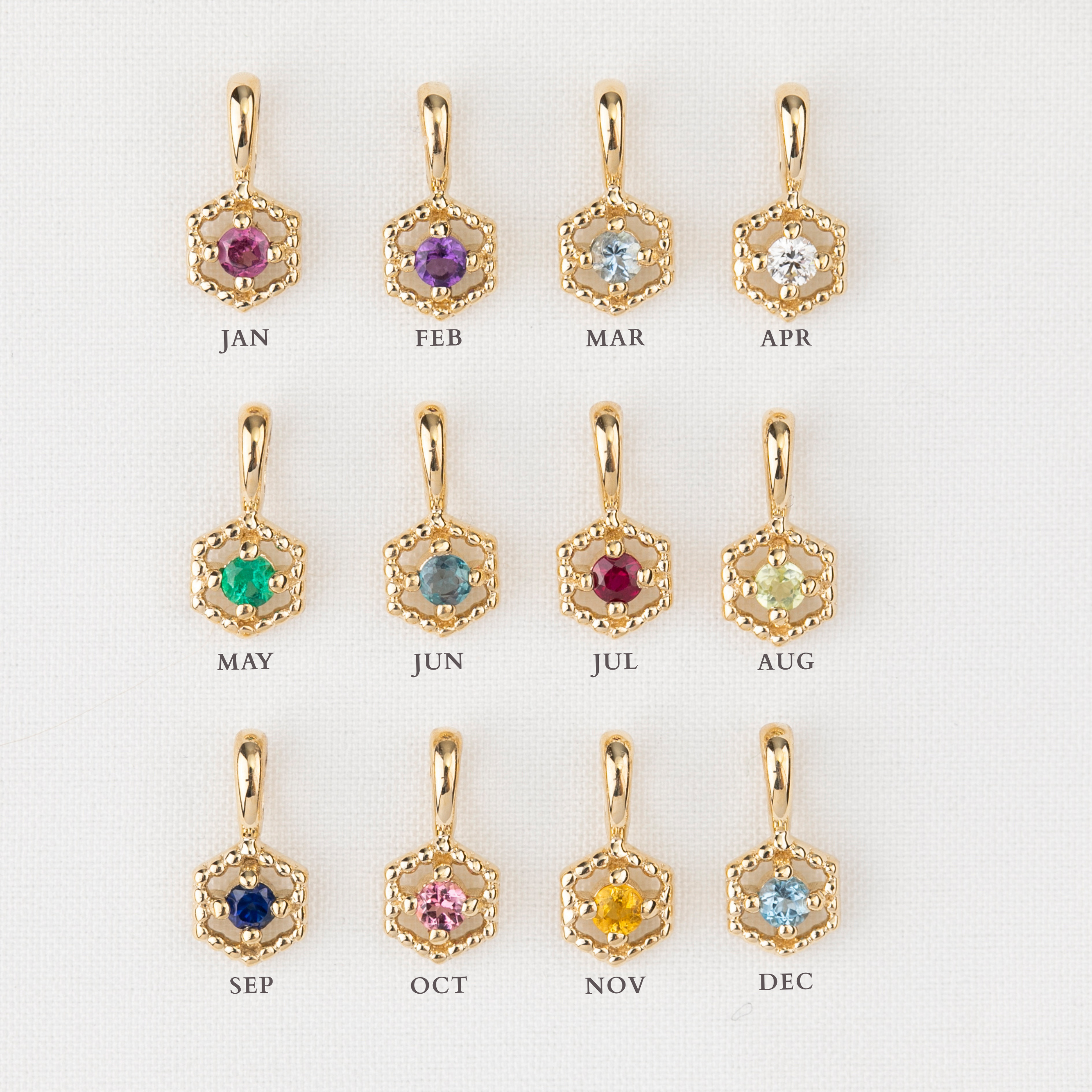 Birthstone Milgrain Hexagon Necklace