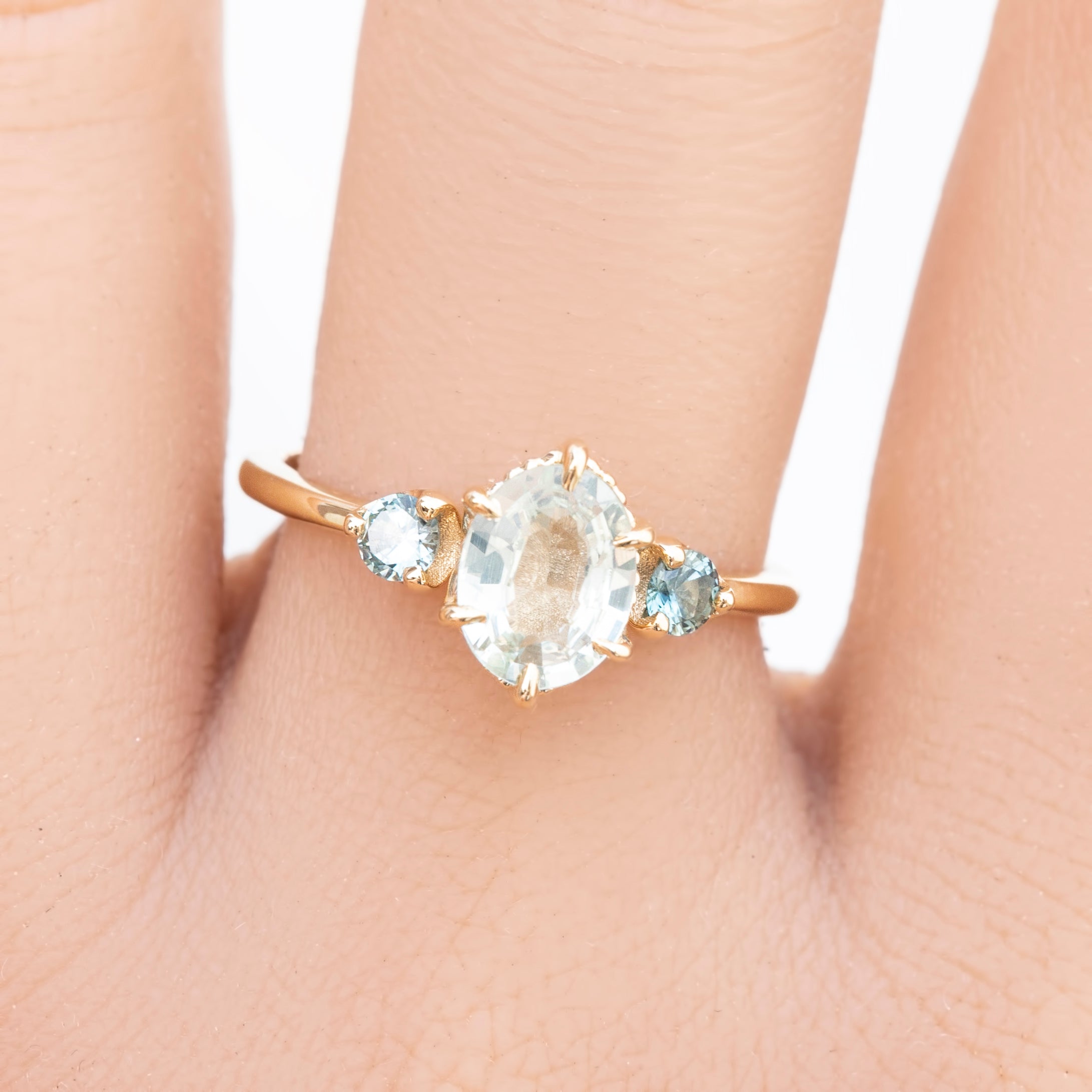 Ayana Ring, 1.23ct Unheated Mint Green Madagascar Sapphire