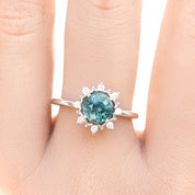 Victoria Ring 1.69ct Green Montana Sapphire, 14k White Gold (One of a kind)