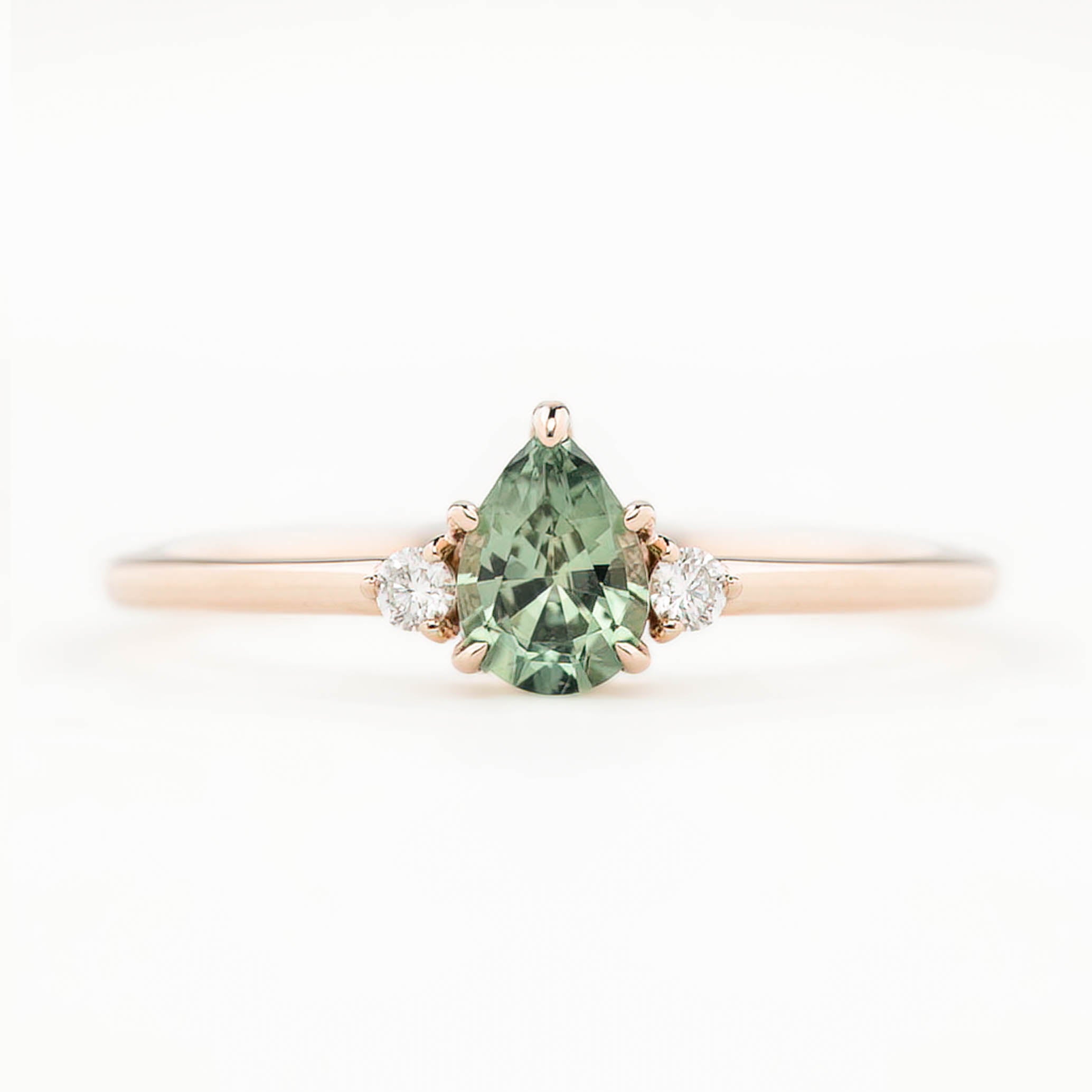 【即日配送】エミリーリング ・0.45ct・加熱モンタナ産ライトグリーンサファイア・K14YG
