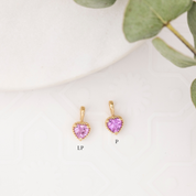 Dahlia Heart Pink Sapphire Charm