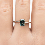 1.71ct Emerald Cut Peacock Blue Green Montana Sapphire SF344