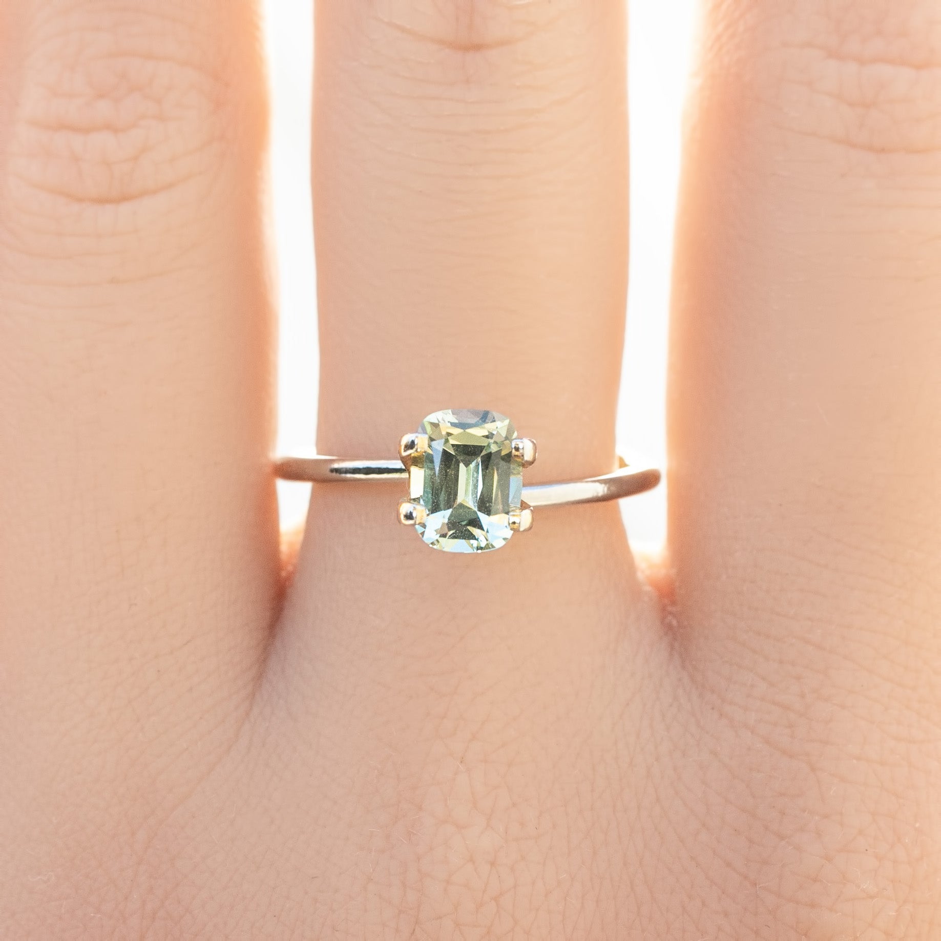 1.34ct Cushion Cut Light Green Montana Sapphire SF349