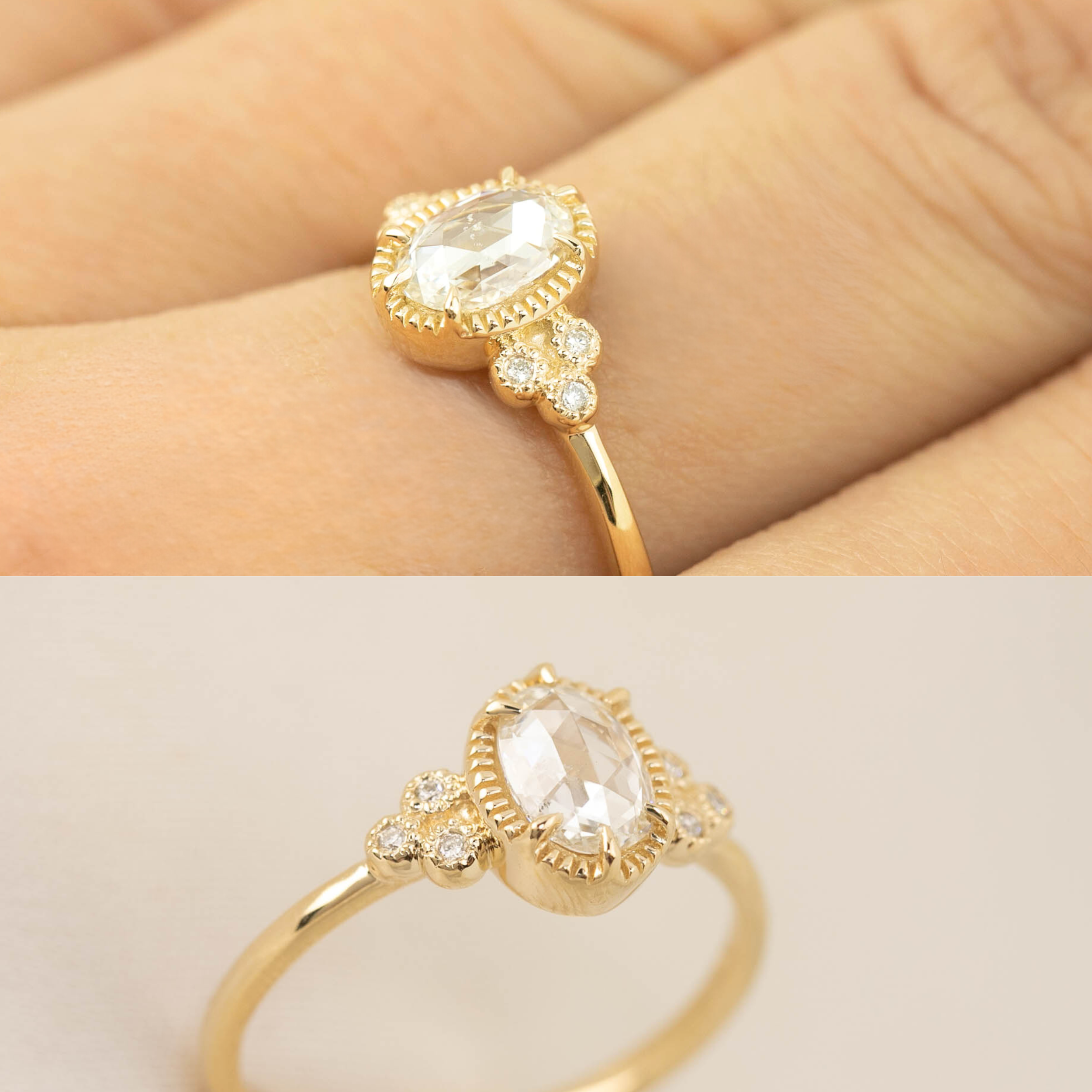 Celine Ring, Oval Rose Cut Diamond