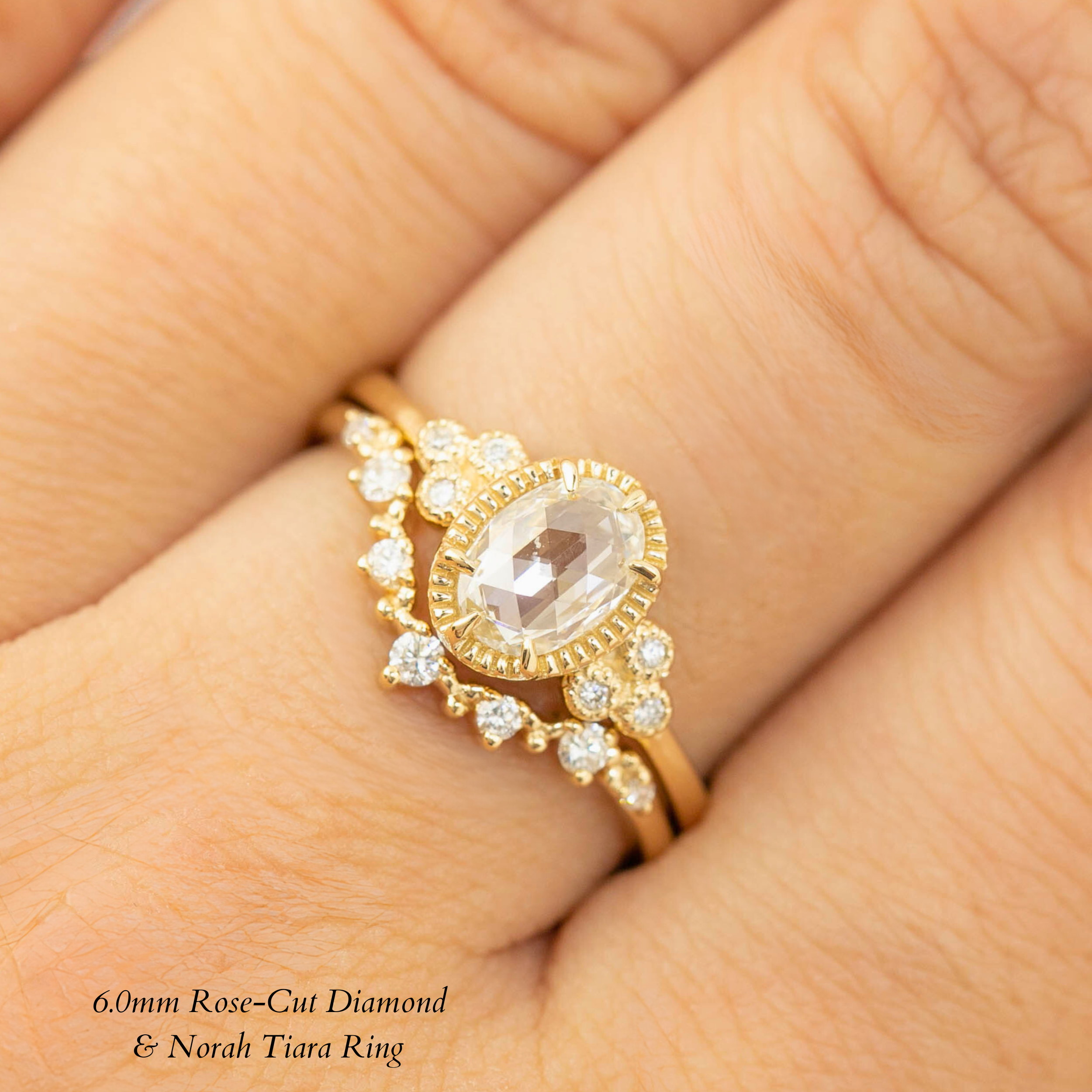 Celine Ring, Oval Rose Cut Diamond