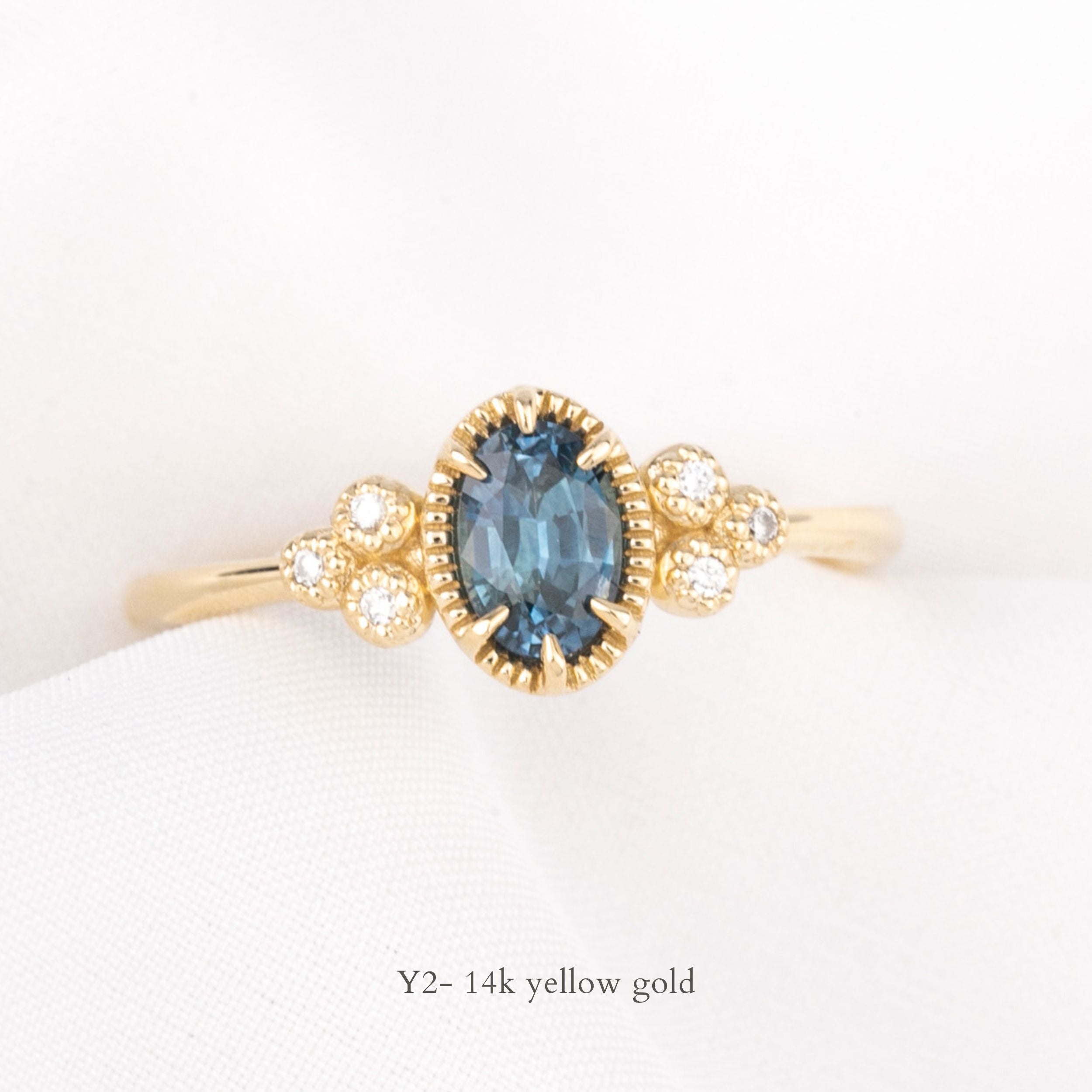 【即日配送】セリーヌリング ・0.60ct・モンタナ産ブルーグリーンサファイア・K14YG