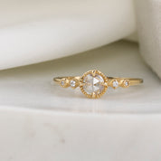 Stella Ring, 0.20ct Round Rose Cut Diamond, 14k Yellow Gold (One of a kind)