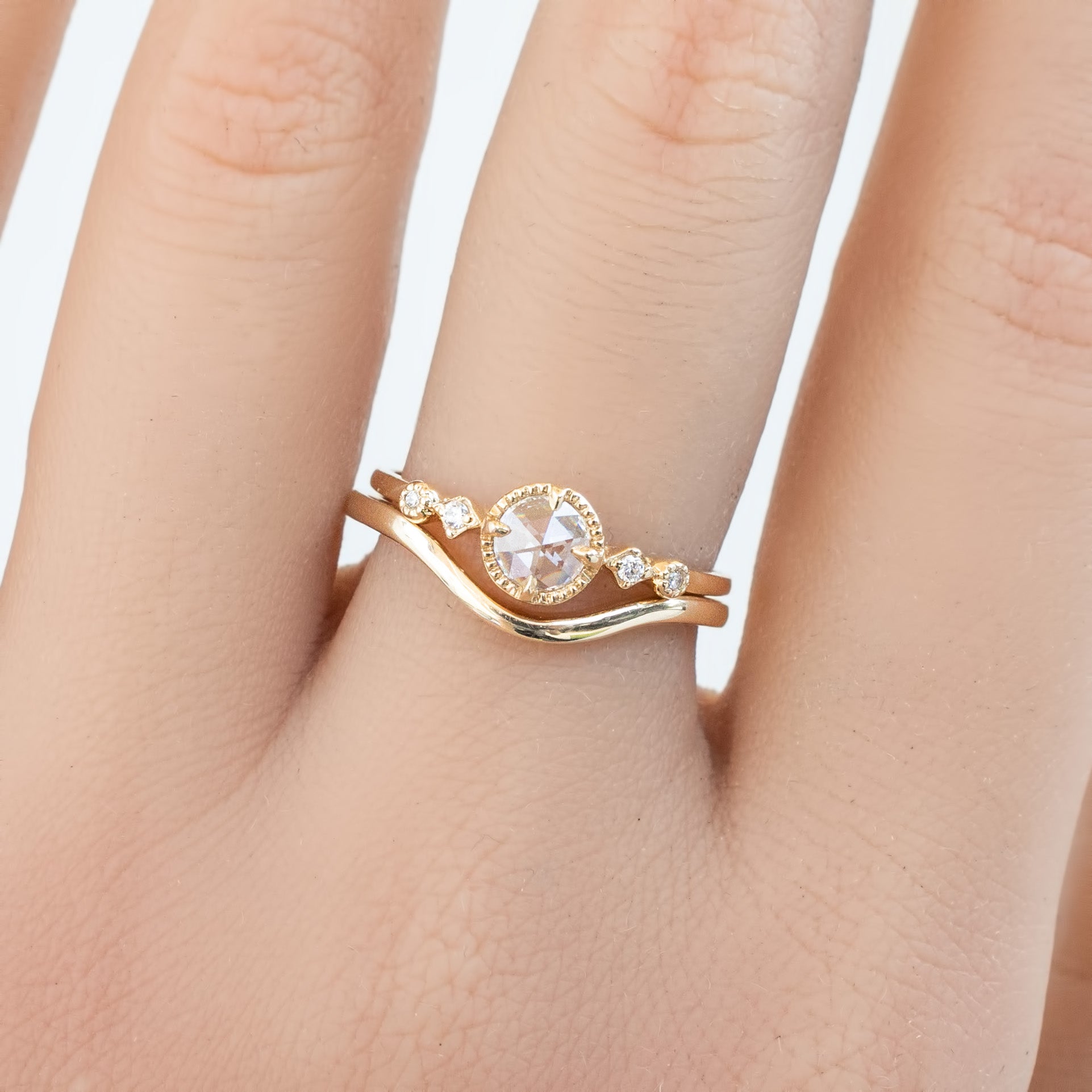 Stella Ring, 0.20ct Round Rose Cut Diamond, 14k Yellow Gold (One of a kind)