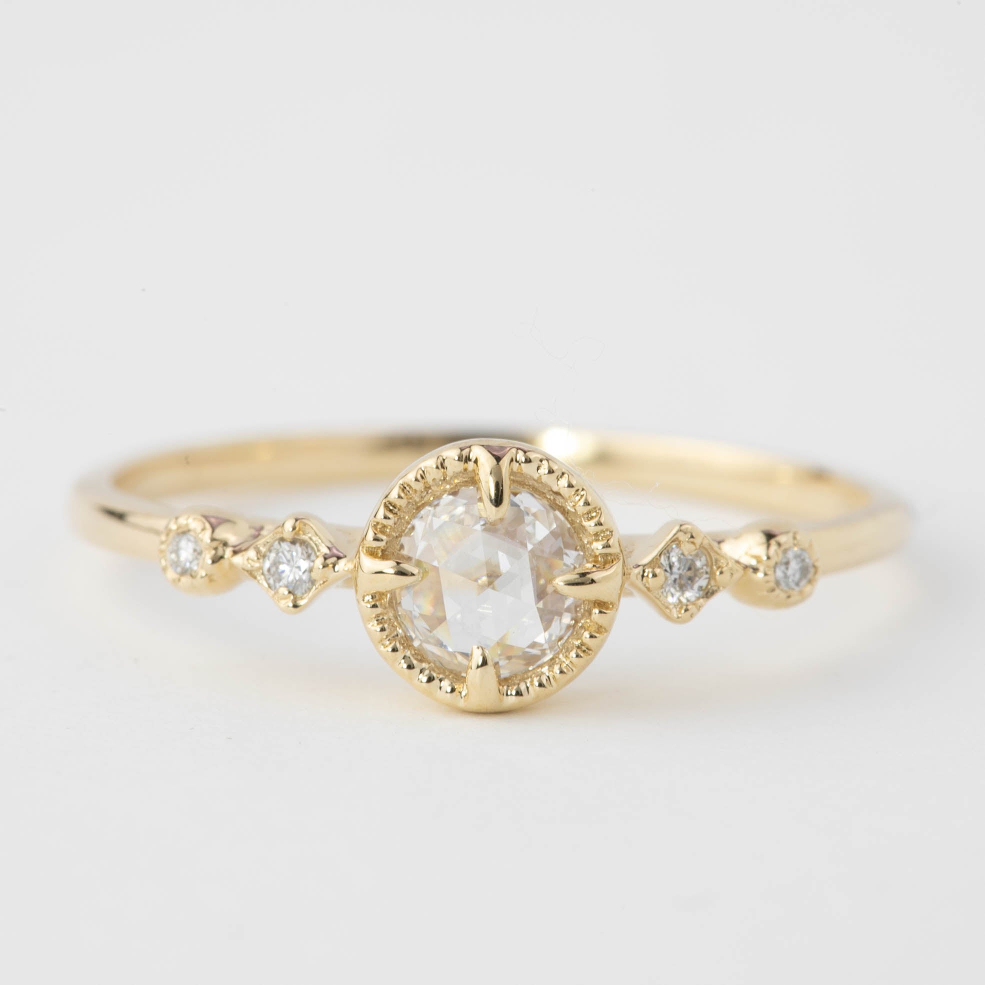 Stella Ring, 0.20ct Round Rose Cut Diamond, 14k Yellow Gold (One of a kind)