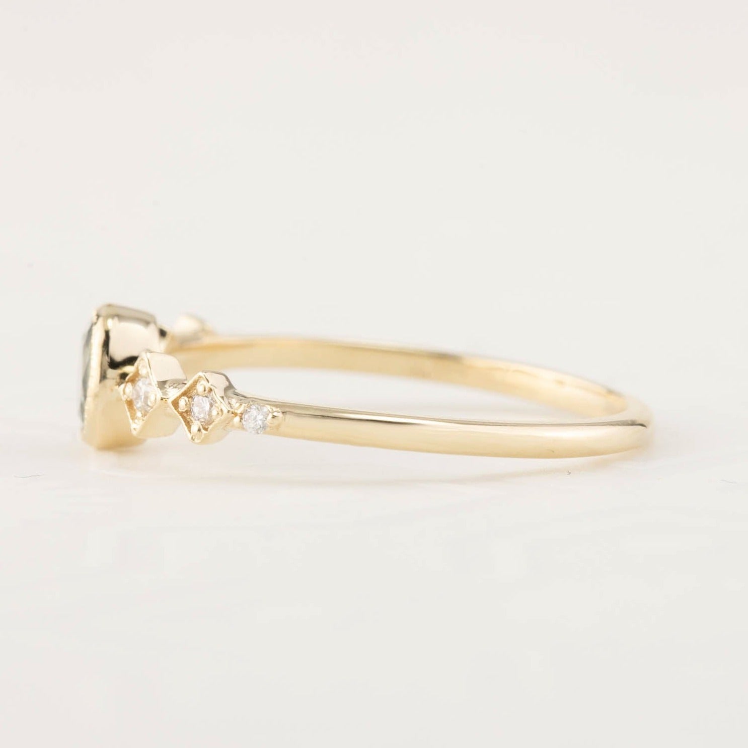 Celeste Ring, 0.17ct/0.30ct Rose Cut Diamond, 14K Yellow Gold (One of a kind)