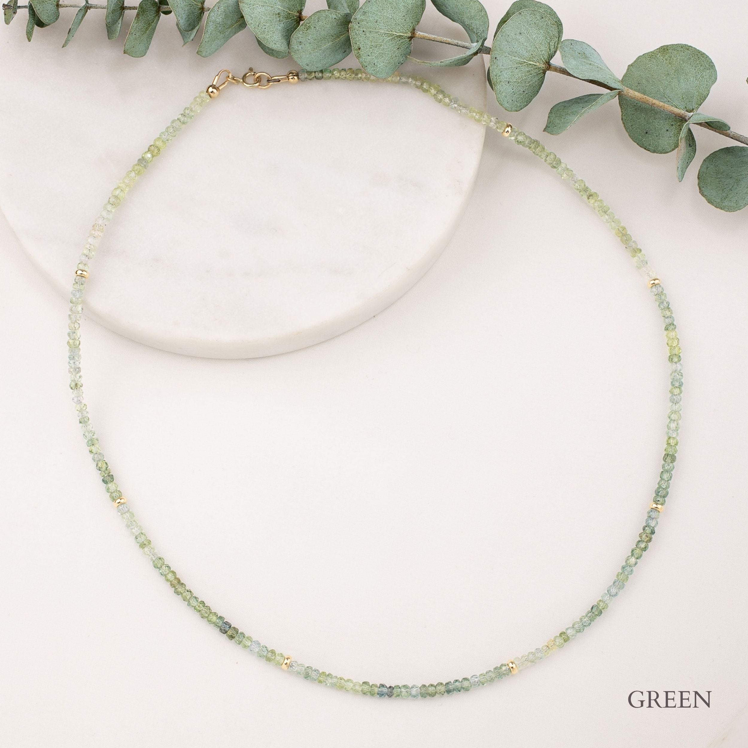14K Gold Montana Sapphire Beaded Necklace